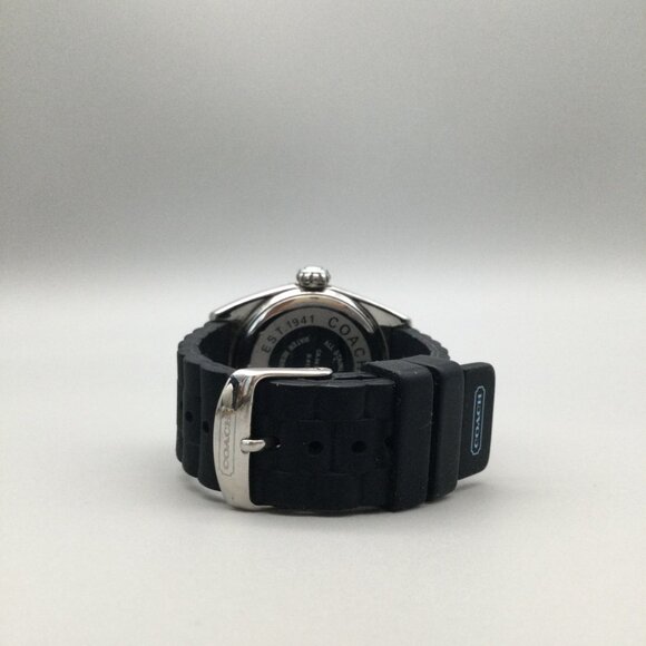 Coach Boyfriend Watch Unisex 38mm Silver Tone Black Dial Blue Index New Battery main image 7